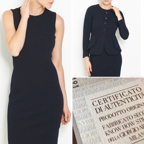 Armani Collezioni Dresses & Skirts - Armani Collezioni Textured Navy Dress and Jacket